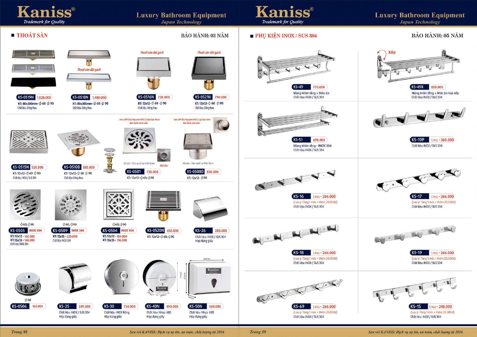 Catalogue và Bảng giá Thiết bị vệ sinh KANISS mới nhất /Page 45